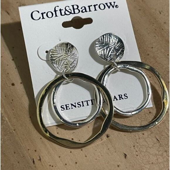 Croft & Barrow Gold and Silver Tone Double Circle Earrings 5 FOR $25 ๐ต ๐ฒ - Picture 1 of 6